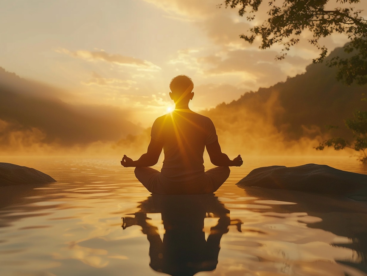 Жінка в позі йоги на природі