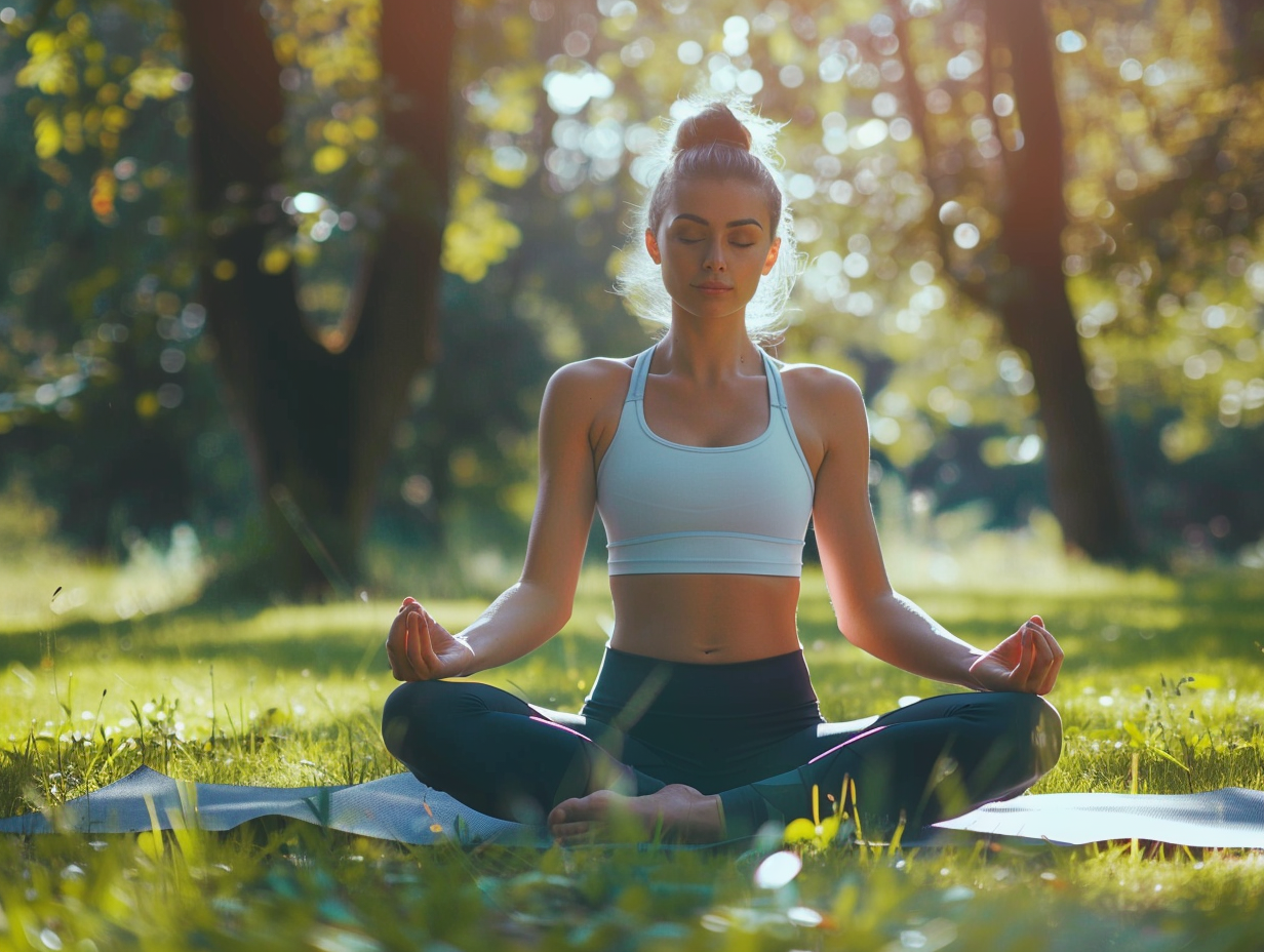 Людина в медитації на схід сонця